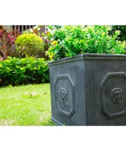 KANTE 12.6 in. W Square Antique Gray Lightweight Concrete/Fiberglass Indoor Outdoor English Lion Head Planter 11 KANTE 12.6 in. W Square Antique Gray Lightweight Concrete/Fiberglass Indoor Outdoor English Lion Head Planter -Vigoro sales Store antique gray kante plant pots osf0172b c80451 1f 1000