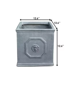 KANTE 12.6 in. W Square Antique Gray Lightweight Concrete/Fiberglass Indoor Outdoor English Lion Head Planter 13 KANTE 12.6 in. W Square Antique Gray Lightweight Concrete/Fiberglass Indoor Outdoor English Lion Head Planter -Vigoro sales Store antique gray kante plant pots osf0172b c80451 fa 1000