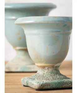 SULLIVANS Aqua Ceramic Urns (Set of 2) -Vigoro sales Store aqua sullivans plant pots cm2891 4f 1000