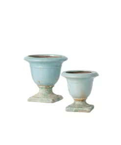 SULLIVANS Aqua Ceramic Urns (Set of 2)