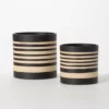 SULLIVANS Black and Brown Striped Ceramic Planter (Set of 2) -Vigoro sales Store black and brown striped sullivans plant pots pr2715 64 1000