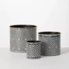 SULLIVANS Black and White Gemoetric Pattern Metal Planter (Set of 3)