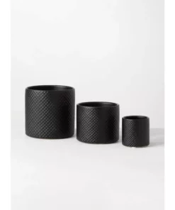 SULLIVANS Black Ceramic Pot -Set of 3
