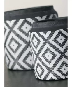 SULLIVANS Black Cement Flower Pots (Set of 2) -Vigoro sales Store black sullivans plant pots cmt1174 1f 1000