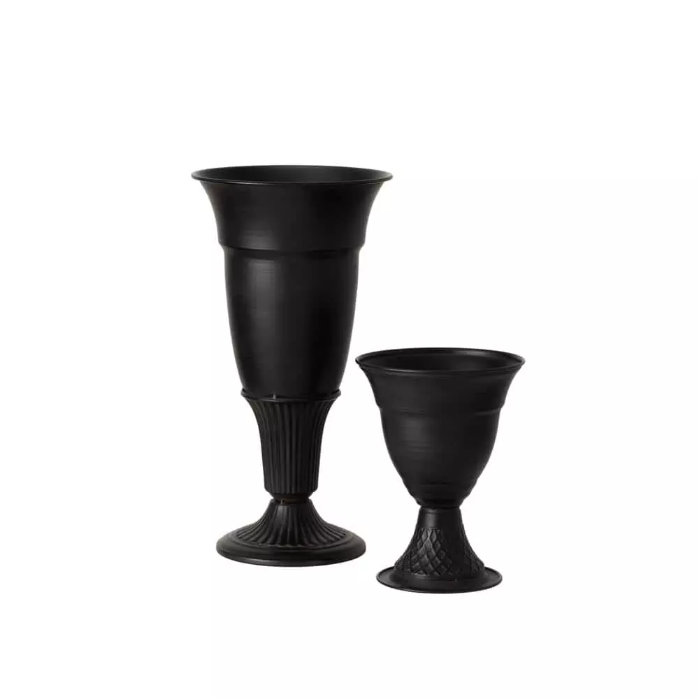 SULLIVANS Metal Black Urns (Set of 2) 4 SULLIVANS Metal Black Urns (Set of 2) - Image 2