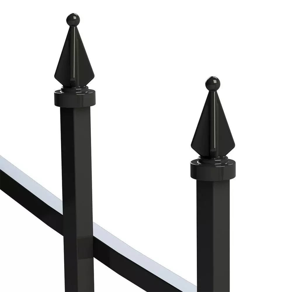 Vigoro Beaumont 40.4 in. H x 49.6 in. W Black Steel 3-Rail Fence Panel (4-Pack) 6 Vigoro Beaumont 40.4 in. H x 49.6 in. W Black Steel 3-Rail Fence Panel (4-Pack) - Image 4