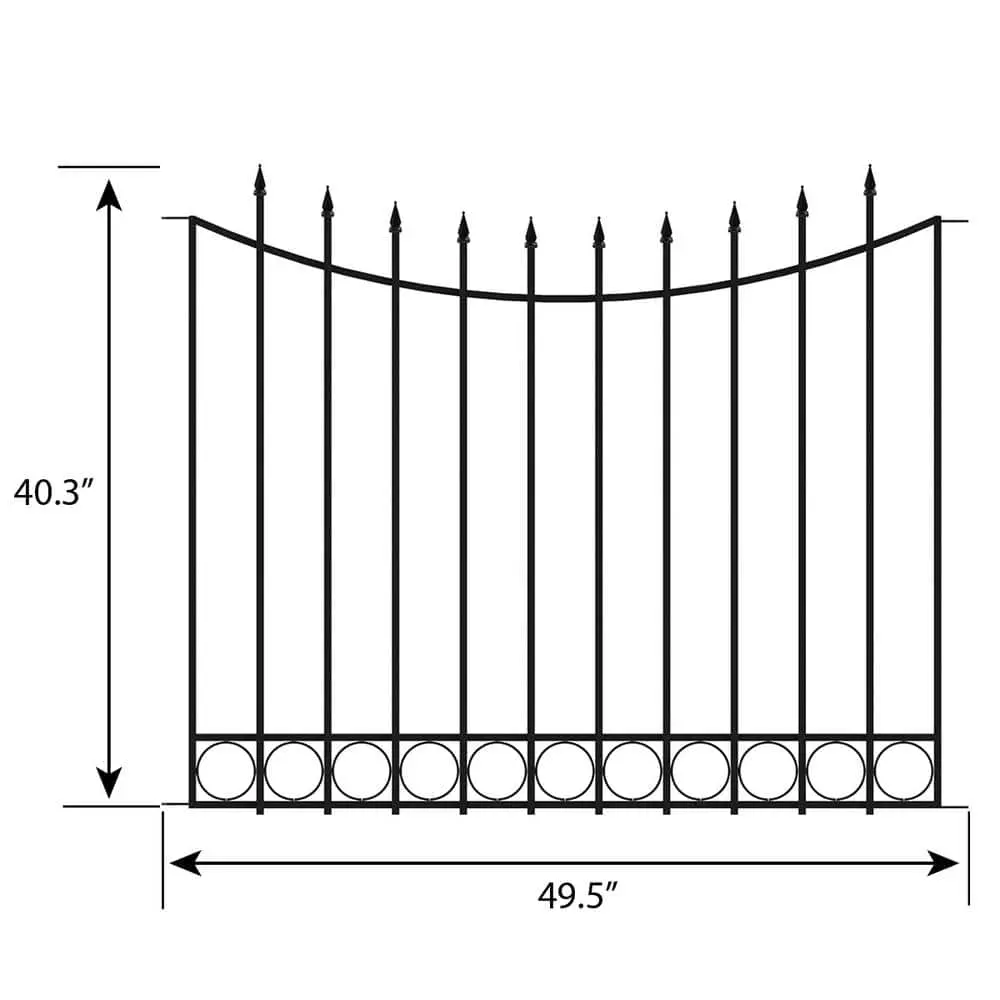 Vigoro Beaumont 40.4 in. H x 49.6 in. W Black Steel 3-Rail Fence Panel (4-Pack) 4 Vigoro Beaumont 40.4 in. H x 49.6 in. W Black Steel 3-Rail Fence Panel (4-Pack) - Image 2