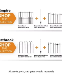 Vigoro Beaumont 40.4 in. H x 49.6 in. W Black Steel 3-Rail Fence Panel -Vigoro sales Store black vigoro garden fencing 860336 fa 1000