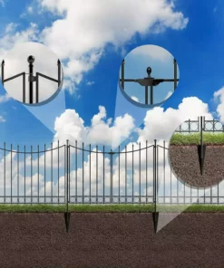 Vigoro Beaumont No Dig 40.4 in. H x 53.7 in. W Black Steel Decorative Fence Gate -Vigoro sales Store black vigoro garden fencing 860343 1f 1000