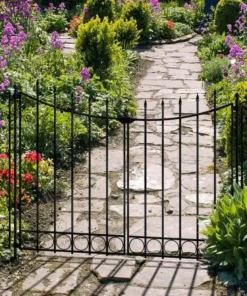 Vigoro Beaumont No Dig 40.4 in. H x 53.7 in. W Black Steel Decorative Fence Gate -Vigoro sales Store black vigoro garden fencing 860343 44 1000