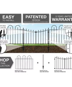 Vigoro Empire/Westbrook 28 in. Black Steel Decorative Fence Gate 15 Vigoro Empire/Westbrook 28 in. Black Steel Decorative Fence Gate -Vigoro sales Store black vigoro garden fencing 860350 1d 1000