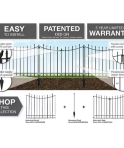 Vigoro Beaumont 53.3 in. x 3 in. x 3 in. Black Steel Fence Post and Stake (5-Pack) -Vigoro sales Store black vigoro garden fencing 860367 5pk 1f 1000