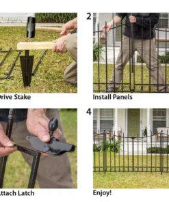 Vigoro Beaumont 53.3 in. x 3 in. x 3 in. Black Steel Fence Post and Stake -Vigoro sales Store black vigoro garden fencing 860367 fa 1000