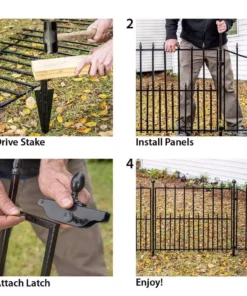 Vigoro Empire 30 in. x 36 in. Black Steel Fence Panel -Vigoro sales Store black vigoro garden fencing 860374 31 1000