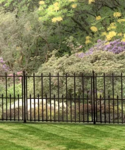 Vigoro Empire 30 in. x 36 in. Black Steel 3-Rail Fence Panel (4-Pack) 25 Vigoro Empire 30 in. x 36 in. Black Steel 3-Rail Fence Panel (4-Pack) -Vigoro sales Store black vigoro garden fencing 860374 4pk 1f 1000