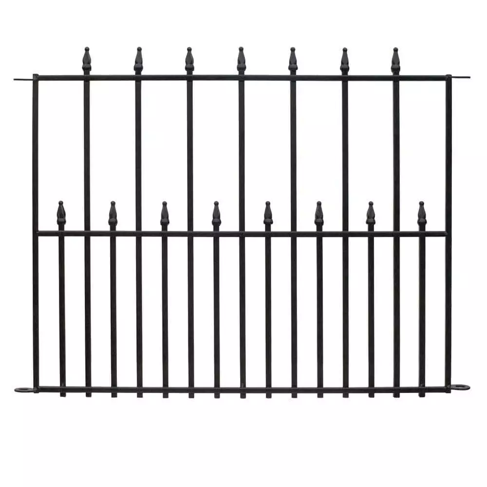 Vigoro Empire 30 in. x 36 in. Black Steel 3-Rail Fence Panel (4-Pack) 3 Vigoro Empire 30 in. x 36 in. Black Steel 3-Rail Fence Panel (4-Pack)