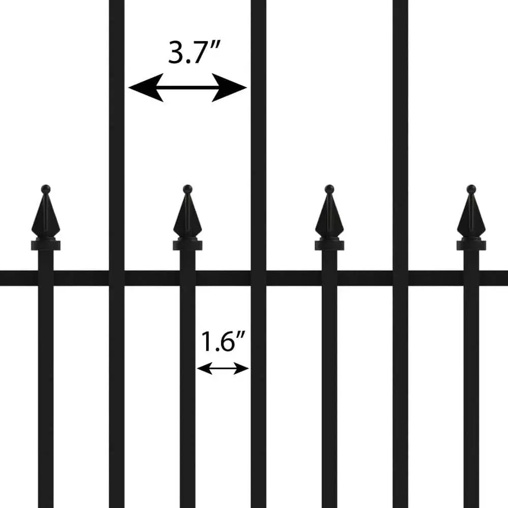 Vigoro Empire 30 in. x 36 in. Black Steel 3-Rail Fence Panel (4-Pack) 6 Vigoro Empire 30 in. x 36 in. Black Steel 3-Rail Fence Panel (4-Pack) - Image 4