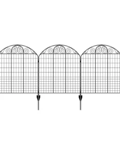 Vigoro Rockdale 43.8 in. Black Steel Fence Panel (3-Pack)