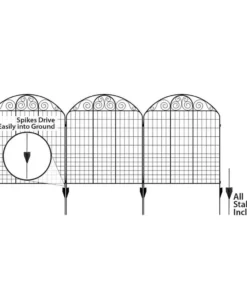 Vigoro Rockdale 43.8 in. Black Steel Fence Panel (6-Pack) -Vigoro sales Store black vigoro garden fencing 860404 6pk 44 1000