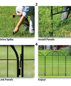 Vigoro Rockdale 43.8 in. Black Steel Fence Panel (3-Pack) -Vigoro sales Store black vigoro garden fencing 860404 77 1000
