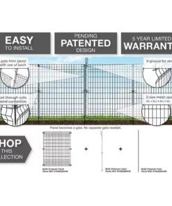Vigoro 44 in. H x 36 in. W Steel Multi-Purpose No Dig Black Fence Panel -Vigoro sales Store black vigoro garden fencing 860411 77 1000
