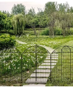 Vigoro Rockdale 41.9 in. Black Steel Fence Gate -Vigoro sales Store black vigoro garden fencing 860442 1f 1000