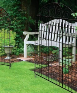 Vigoro Rockdale 41.9 in. Black Steel Fence Gate -Vigoro sales Store black vigoro garden fencing 860442 31 1000
