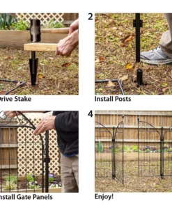 Vigoro Rockdale 41.9 in. Black Steel Fence Gate -Vigoro sales Store black vigoro garden fencing 860442 fa 1000