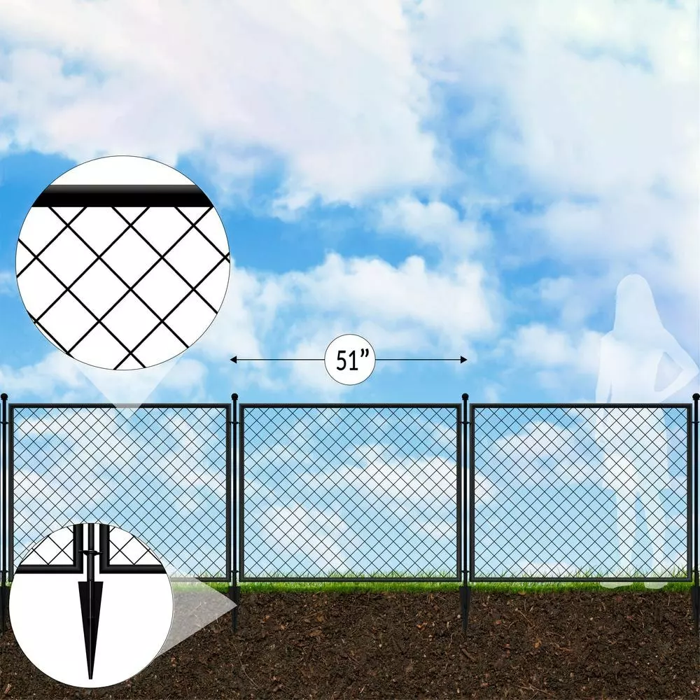 Vigoro 37.3 in. H x 51 in. W Steel Diamond Mesh Garden Fence Panel 8 Vigoro 37.3 in. H x 51 in. W Steel Diamond Mesh Garden Fence Panel - Image 6