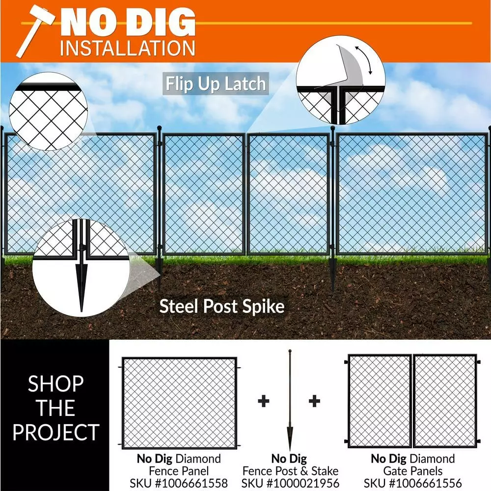 Vigoro 37.3 in. H x 51 in. W Steel Diamond Mesh Garden Fence Panel 6 Vigoro 37.3 in. H x 51 in. W Steel Diamond Mesh Garden Fence Panel - Image 4