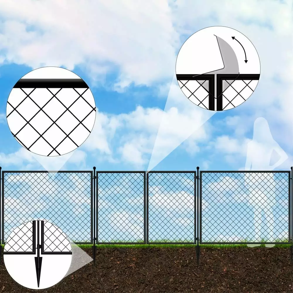 Vigoro 37.3 in. H x 50.2 in. W Steel Diamond Mesh Garden Fence Gate 5 Vigoro 37.3 in. H x 50.2 in. W Steel Diamond Mesh Garden Fence Gate - Image 3