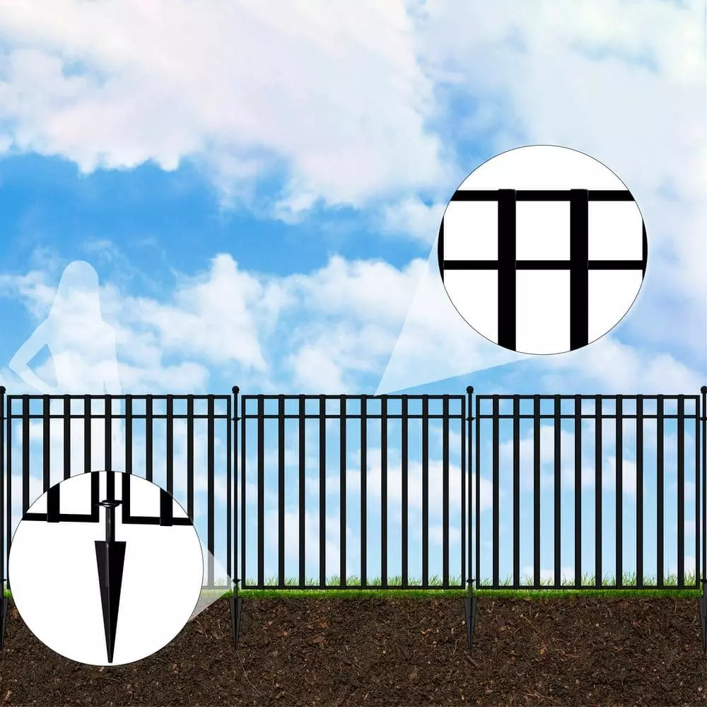 Vigoro 37.2 in. H x 42.87 in. W Steel 3-Rail Garden Fence Panel 7 Vigoro 37.2 in. H x 42.87 in. W Steel 3-Rail Garden Fence Panel - Image 5