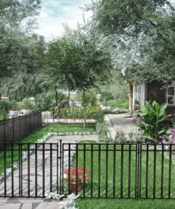 Vigoro 37.2 in. H x 42.87 in. W Steel 3-Rail Garden Fence Panel 25 Vigoro 37.2 in. H x 42.87 in. W Steel 3-Rail Garden Fence Panel -Vigoro sales Store black vigoro garden fencing 860701 44 1000