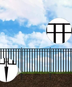 Vigoro 37.2 in. H x 55.7 in. W Steel 3-Rail Garden Fence Gate -Vigoro sales Store black vigoro garden fencing 860718 1d 1000