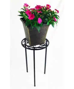 Vigoro 12 in. x 21 in. Black Metal Indoor Round Plant Stand -Vigoro sales Store black vigoro plant stands 51160 4f 1000