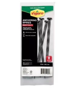 Vigoro 8 in. Black Plastic-Nylon Spiral Anchoring Spikes (8-Pack)