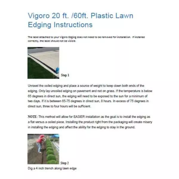 Vigoro 60 ft. x 0.5 in. x 4.5 in. Black Plastic Lawn Edging 5 Vigoro 60 ft. x 0.5 in. x 4.5 in. Black Plastic Lawn Edging - Image 3