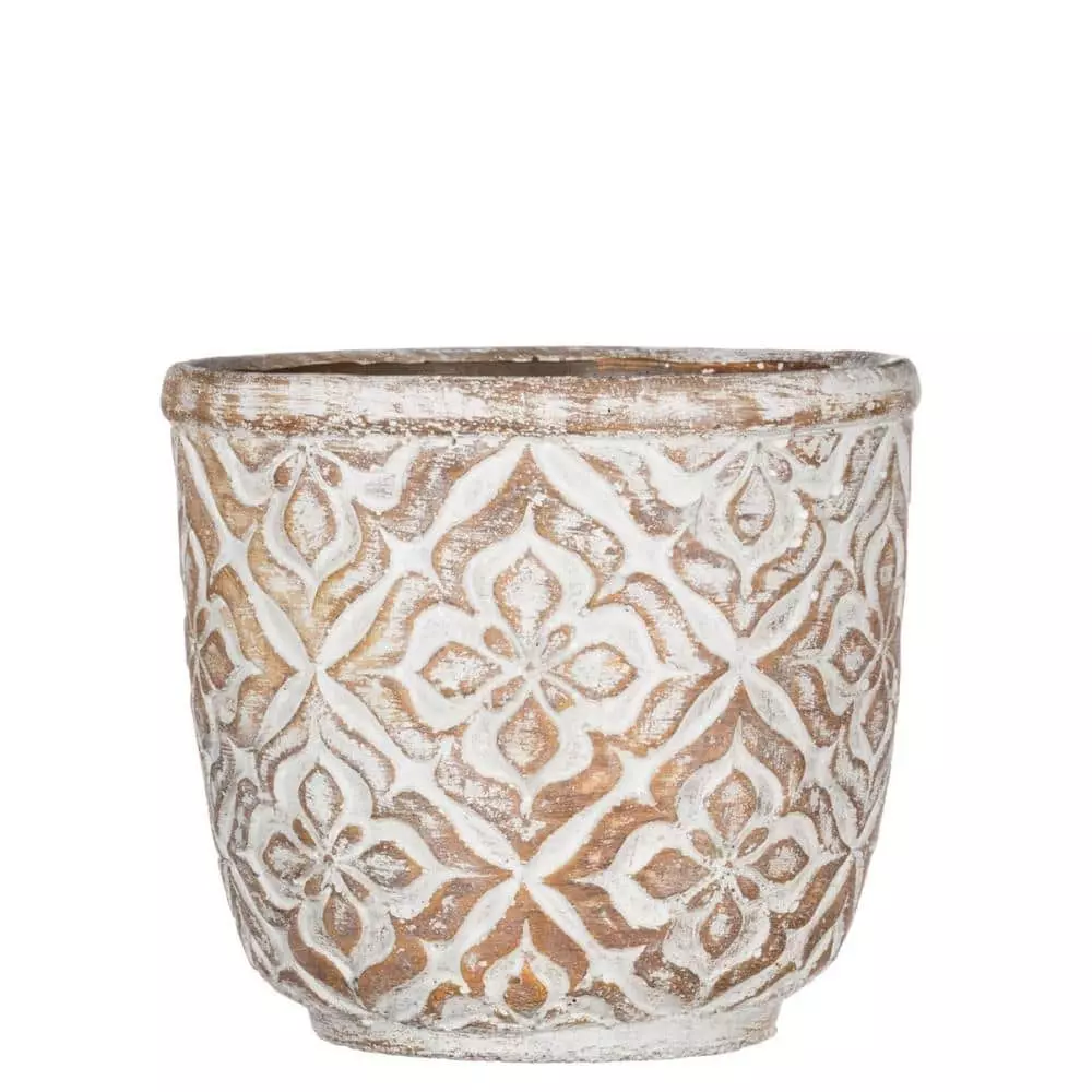 SULLIVANS Brown Cement Patterned Round Pot 3 SULLIVANS Brown Cement Patterned Round Pot