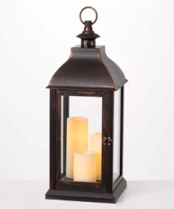 SULLIVANS 25 in. Lantern with 3 LED Pillar Candles