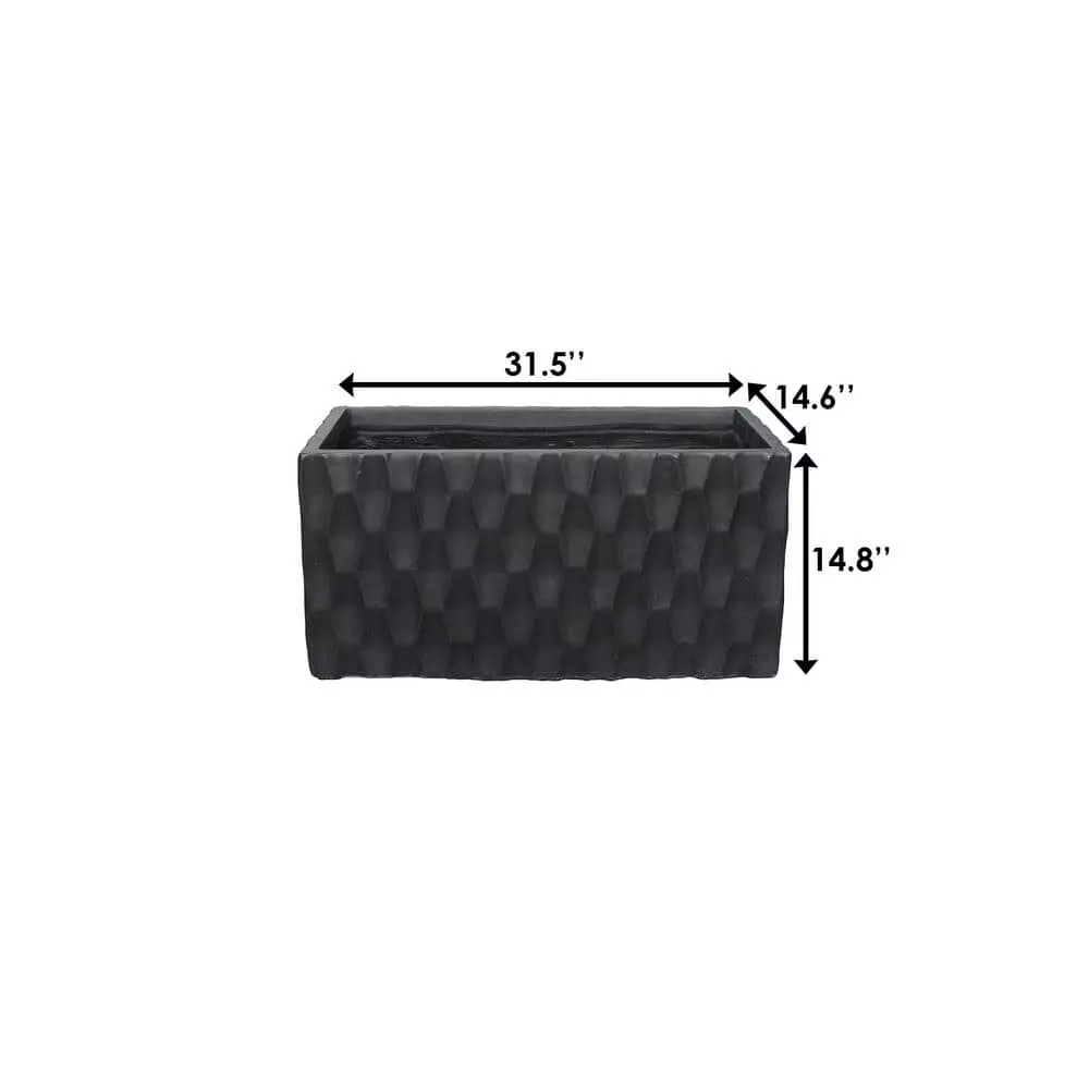 KANTE 31.5 in. L Rectangular Burnished Black Concrete/Fiberglass Indoor Outdoor Elegant Retro Planter 7 KANTE 31.5 in. L Rectangular Burnished Black Concrete/Fiberglass Indoor Outdoor Elegant Retro Planter - Image 5