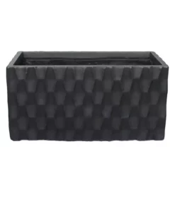 KANTE 31.5 in. L Rectangular Burnished Black Concrete/Fiberglass Indoor Outdoor Elegant Retro Planter