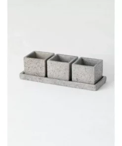 SULLIVANS Cement Flower Pots Tray -Set of 3 9 SULLIVANS Cement Flower Pots Tray -Set of 3 -Vigoro sales Store cement sullivans plant pots cmt1130 1f 1000