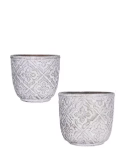 SULLIVANS Gray Cement Flower Pot (Set of 2)
