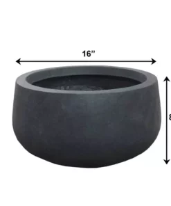 KANTE 16 in. W Round Charcoal Lightweight Concrete/Fiberglass Indoor Outdoor Elegant Bowl Planter 15 KANTE 16 in. W Round Charcoal Lightweight Concrete/Fiberglass Indoor Outdoor Elegant Bowl Planter -Vigoro sales Store charcoal kante plant pots osc0051b c60121 76 1000