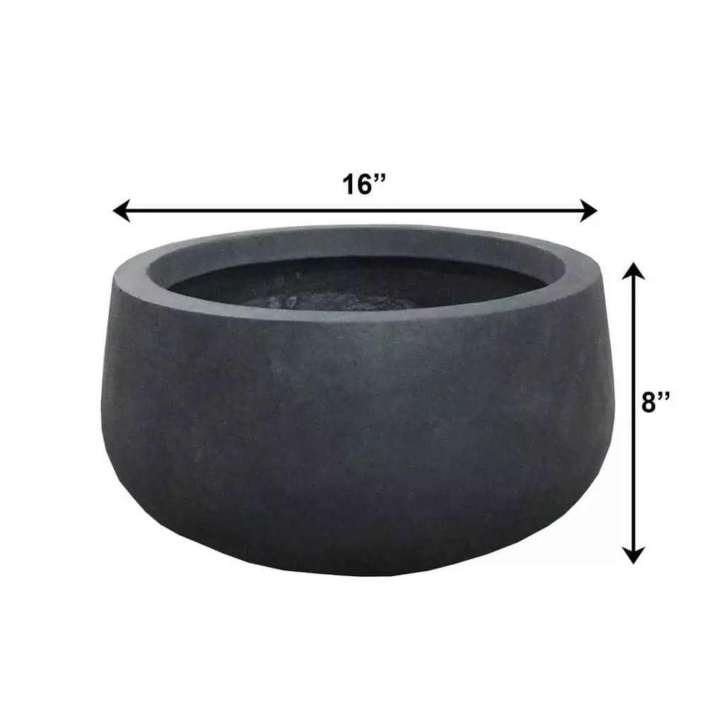 KANTE 16 in. W Round Charcoal Lightweight Concrete/Fiberglass Indoor Outdoor Elegant Bowl Planter 9 KANTE 16 in. W Round Charcoal Lightweight Concrete/Fiberglass Indoor Outdoor Elegant Bowl Planter - Image 7
