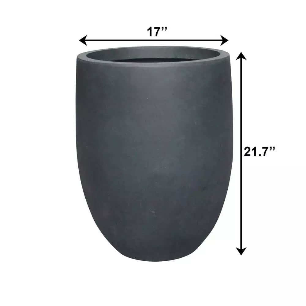 KANTE 21.7 in. H Round Charcoal Concrete/Fiberglass Indoor Outdoor Modern Tall Planter 4 KANTE 21.7 in. H Round Charcoal Concrete/Fiberglass Indoor Outdoor Modern Tall Planter - Image 2