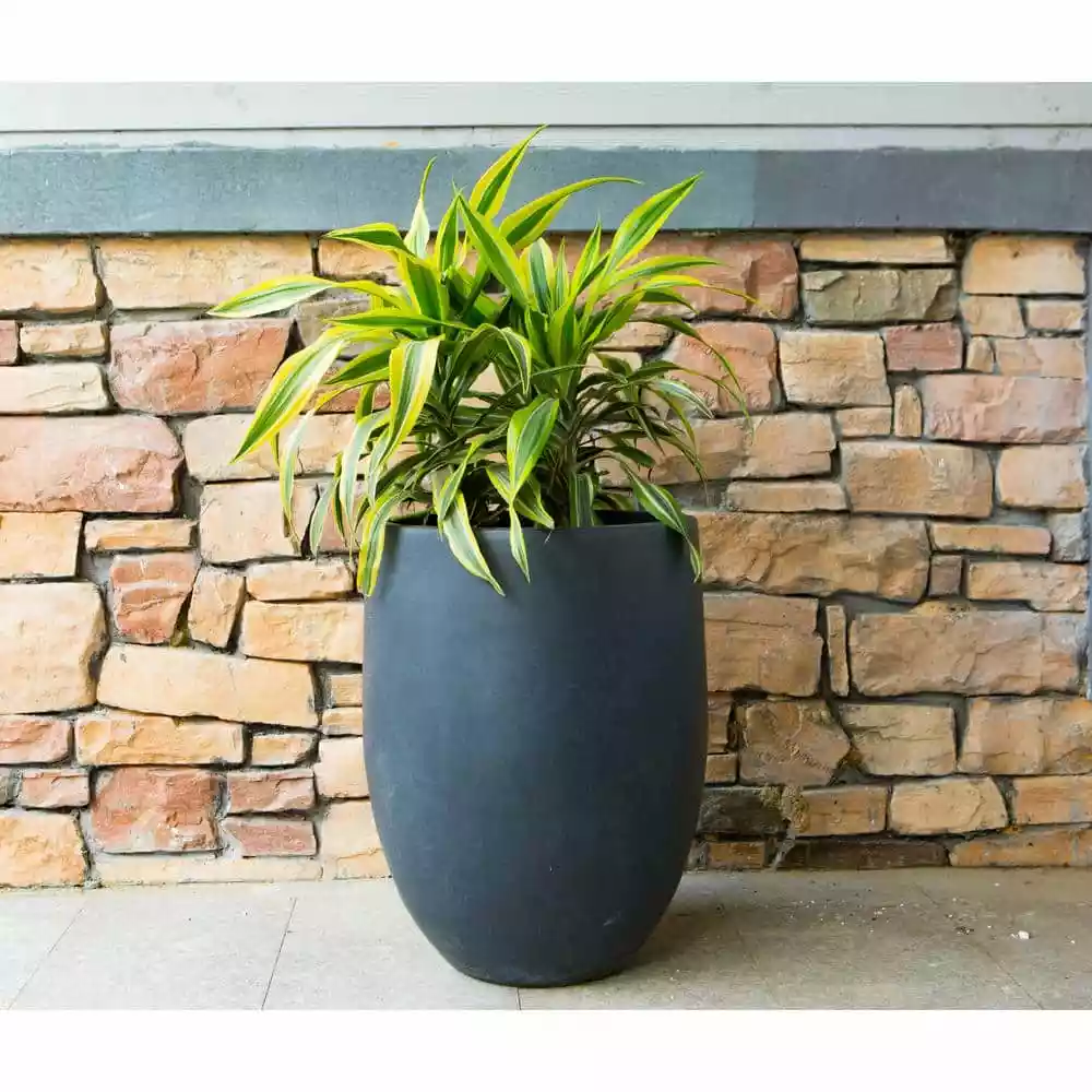 KANTE 21.7 in. H Round Charcoal Concrete/Fiberglass Indoor Outdoor Modern Tall Planter 8 KANTE 21.7 in. H Round Charcoal Concrete/Fiberglass Indoor Outdoor Modern Tall Planter - Image 6