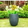 KANTE 21.7 in. H Round Charcoal Concrete/Fiberglass Indoor Outdoor Modern Tall Planter