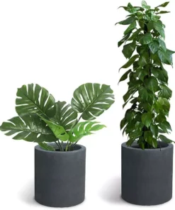 KANTE 15.8 in. x 12.9 in. and 9.8 in. W Round Charcoal Concrete/Fiberglass Indoor Outdoor Elegant Planters -Vigoro sales Store charcoal kante plant pots osc0119abc c60121 4f 1000