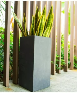 KANTE 20 in. H Square Charcoal Lightweight Concrete/Fiberglass Indoor Outdoor Elegant Tall Planter 21 KANTE 20 in. H Square Charcoal Lightweight Concrete/Fiberglass Indoor Outdoor Elegant Tall Planter -Vigoro sales Store charcoal kante plant pots osf0002a c60121 44 1000